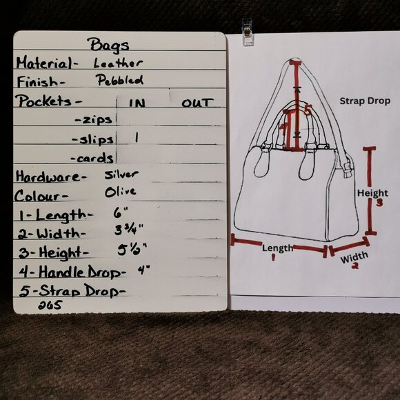 Olive/Silver Pebbled Leather Satchel EUC #265 - Picture 8 of 8